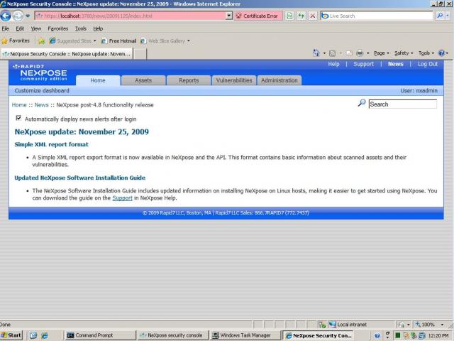 Erster Start von NeXpose auf Windows Server 2003 - 05
