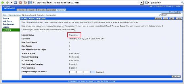 NeXpose - Lic Problem